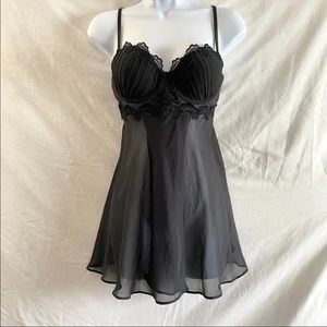 linea donatella black slip dress babydoll nightie lingerie chemise